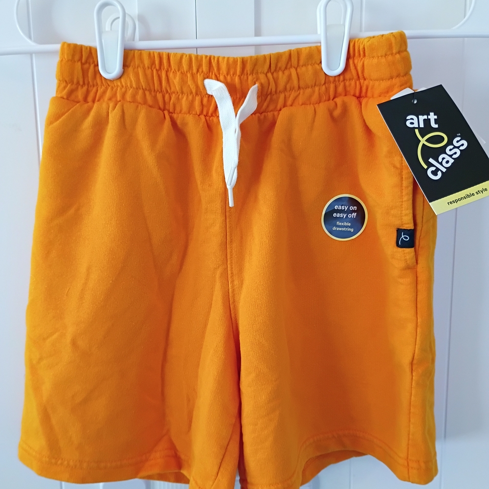 art class Bright Orange Pull-On Shorts with White Drawstring